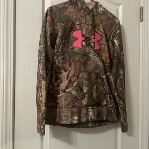 Under Armour Brown Camo Hoodie with Pink Logo